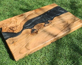 Olive Wood Epoxy Serving Tray, Charcuterie Board, Ottoman Tray, Delicatessen Cheese Plate, Island Tray, River Tray