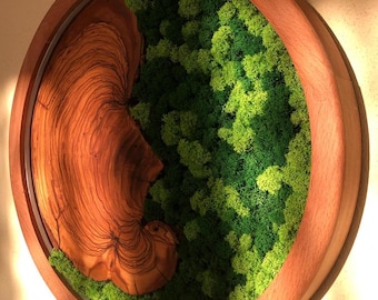 Custom Made Moss Wood Wall Art - Wooden Wall Decor for Living Room - Bespoke Moss Wall Decor