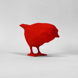 Piccolo uccello decorativo in cartapesta / incollato Rosso brillante