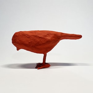 Piccolo uccello decorativo in cartapesta/incollato Rosso