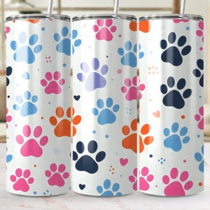 Paw Print Tumbler Wrap: Colorful Pet Lover Design (Digital Download)