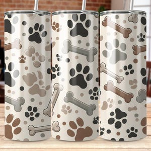 Dog Paw Print Tumbler Wrap: Pet Lover Sublimation Design (Digital Download)