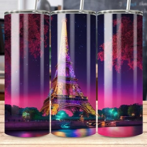Paris Eiffel Tower 20oz Tumbler Wrap: Travel Gift (Digital Download)