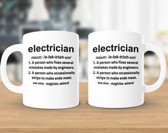 Funny Electrician Definition Mug: Electrical Worker Gift