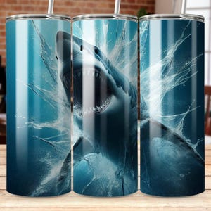 Shark Attack Tumbler Wrap Design, Instant Digital Download, High Resolution Digital File, Great White Shark PNG, Ocean Wildlife Art