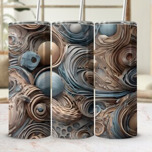 Abstract Swirls Tumbler Wrap, Unique Gift for Artists, 20oz Sublimation Tumbler Design, 3D Tumbler Wrap, Instant Download PNG