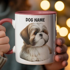 Personalized Dog Mug, Custom Shih Tzu Coffee Cup, Pet Name Gift, Dog Lover Drinkware, Animal Face Mug for Dog Owners