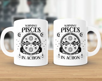 Pisces Zodiac Mug: Black and White Astrology Gift