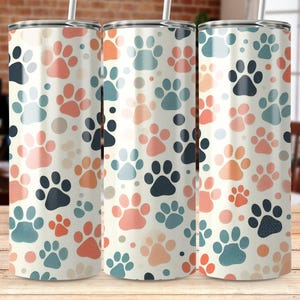 Paw Prints Tumbler Wrap: Colorful Sublimation Design (Digital Download)