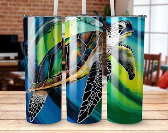 Sea Turtle Tumbler Wrap: Colorful Marine Animal Design (Digital Download)
