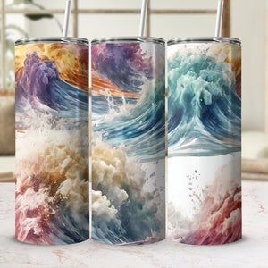 3d Abstract Ocean Wave Tumbler, Colorful Swirl Insulated Cup, Digital Download, 20oz Sublimation Tumbler Design,3D Tumbler Wrap