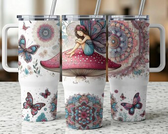 Fairy Mushroom 40oz Tumbler Wrap: Whimsical Fantasy Art (Digital Download)