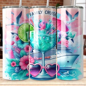 Tropical Cruise Tumbler Wrap: Family Vacation Design (Digital File)