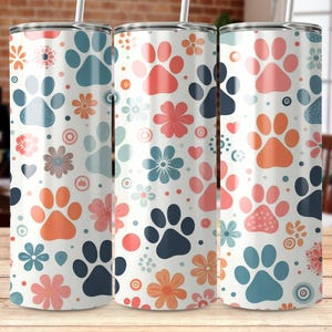Floral Paw Print Tumbler Wrap: Pet Lover Gift (Digital Download)