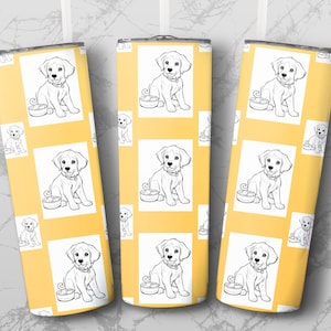 Cartoon Puppy Tumbler Wrap, Gift for Pet Owners, Instant Download PNG, Tumbler Sublimation Design, 3D Skinny 20oz Tumbler Wrap