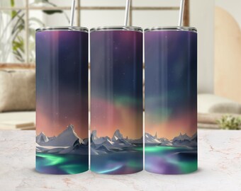 Nordlichter Tumbler Wrap: 20 Unzen Sublimationsdesign (Digitaler Download)