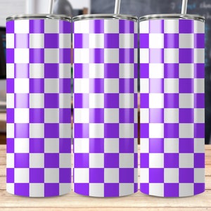 Lila rutig 20oz Tumbler Wrap-design (digital nedladdning)