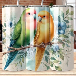 Parrot Tumbler Wrap PNG: Floral 20oz Skinny Tumbler Sublimation (Digital File)