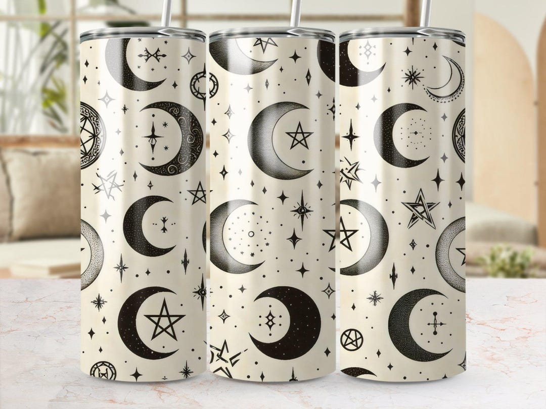 Moon and Stars Tumbler Wrap Design, 20oz Tumbler Sublimation PNG ...
