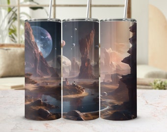 Planetary Landscape Tumbler Wrap: 20oz Sublimation Design (Digital Download)