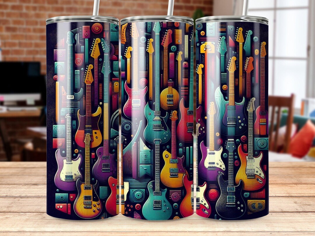 Colorful Guitar Tumbler Wrap: Musical Instrument Sublimation Design ...