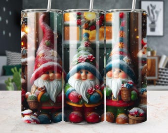 Christmas Gnome Tumbler Wrap, Holiday PNG (Digital Download)