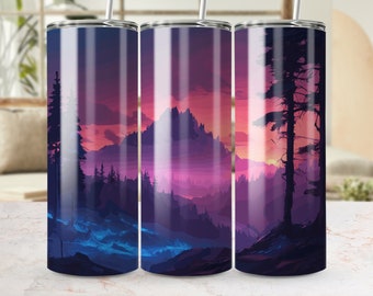 Ontwerp beker Sunset Mountain: 20oz sublimatieomslag (digitale png-download)