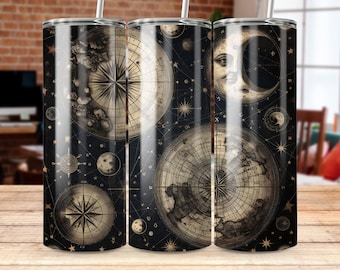 Envoltorio para vaso con mapa celestial vintage: Noche estrellada PNG (descarga digital)