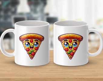 Cute Pizza Slice Character Mug, Quirky Kitchen Decor