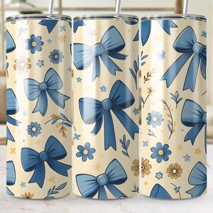 Bicchiere Blue Bow Floral da 20 once in formato PNG (download digitale)