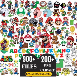 Super Mario SVG Bundle for Cricut and Sublimation, Mario Cut Files, Mario Clipart, mario transparent png, printable mario, digital mario