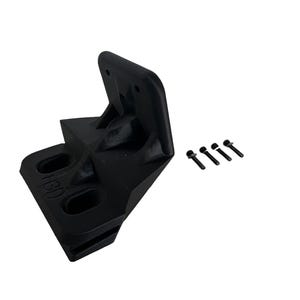 May include: Black plastic bracket with a triangular shape and two holes. It has a small raised area with the text "H3D" on it. The bracket comes with six small black screws.