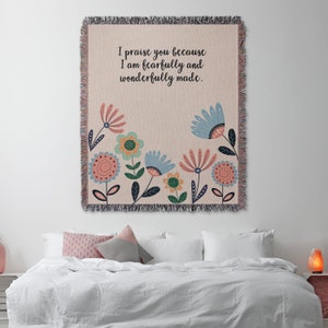 Fearfully and Wonderfully Made Woven Throw: Scripture Blanket Tapestry