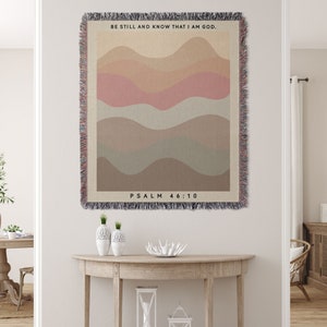 Be Still and Know Woven Throw Blanket: Christian Bible Tapestry
