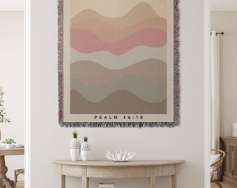 Be Still and Know Woven Throw Blanket: Christian Bible Tapestry