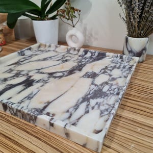 Calacatta Viola XL Rectangle Marble Tray, Customizable Large Marble Tray, Bathroom Tray, Marble Organizer, Marble Serving Tray