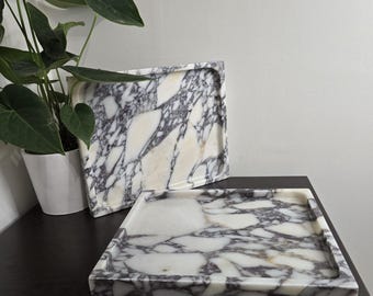 Customizable Calacatta Viola Rectangle Marble Tray | Decorative, Handmade | Free of CUSTOMS DUTIES to USA