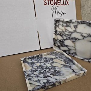 Calacatta Viola Rectangle Marble Tray, Customizable Large Marble Tray, Bathroom Tray, Marble Organizer, Marble Serving Tray
