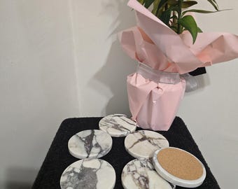 Sottobicchiere in marmo Calacatta Viola con sughero: sottobicchieri per bevande, arredamento moderno per la casa, per cucina, soggiorno. Senza dazi doganali per gli Stati Uniti.