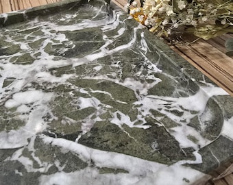 Groenmarmeren rechthoekig blad: badkameropberger, dienblad