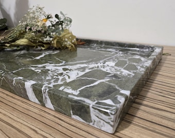 Groenmarmeren rechthoekig blad: XL badkameropberger, dienblad