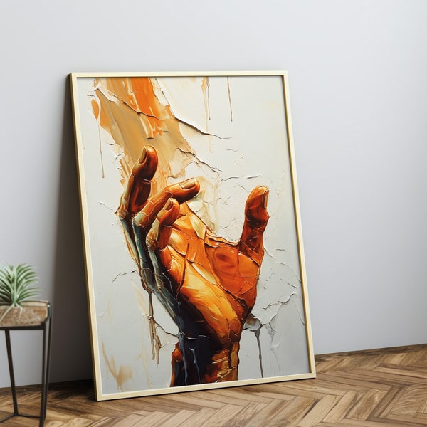 Abstract Hand Art Print | Hands Wall Print | Hands Oil Painting | Digital Download | Printable Wall Art | Home Decor