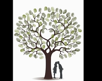 Custom Wedding Guest Book: Fingerprint Tree Canvas, Bridal Shower Decor