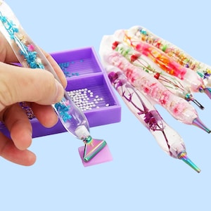 Bolígrafo ergonómico de resina con forma de flor para pintar con diamantes, cabezales de bolígrafo con punta de taladro de múltiples posiciones, bolígrafo para pintar con diamantes, accesorios para bolígrafos de diamantes, regalos