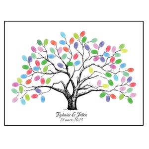 Albero delle impronte digitali personalizzato per matrimonio, libro degli ospiti per matrimonio, regali di nozze esclusivi, albero delle impronte digitali stampabile, dipinto su tela colorato.