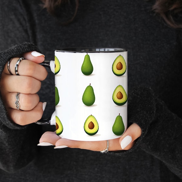 Avocado Coffee Mug, Tea Cup, 11oz - Microwave & Dishwasher Safe - Mug with food, Avocado Mug, Cute Mugs, Gift for her, Avocado, Unique, Gift