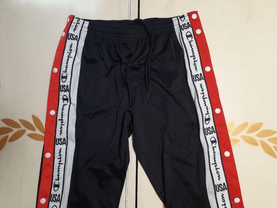 Champion Full Snap Button Track Pants 90's Vintage Size L - Etsy