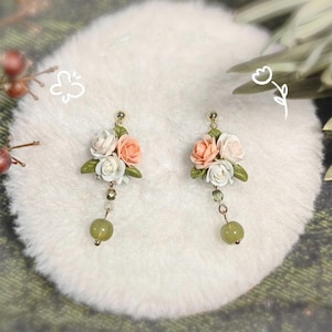 Handmade Polymer Clay Flower Earrings: Floral Dangle Earrings