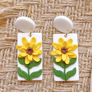 Sonnenblume Ohrringe,Ohrringe aus Polymer Clay,Floral Ohrringe,Statement Ohrringe,Moderne Ohrringe,Sonnenblume Schmuck,Ohrringe für Mama
