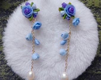 Handgefertigte Blüten-Ohrringe aus Polymer Clay